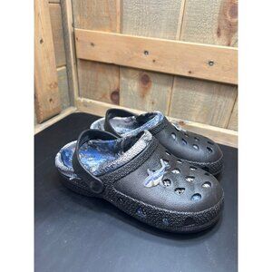 Carters Toddler Shark-Themed Black & Blue Clogs With Strap Size 4